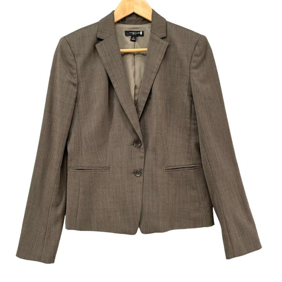 Ann Taylor Blazer Jacket Womens Brown Wool Blend 2 Button Single Breasted Size 4 - Picture 1 of 12